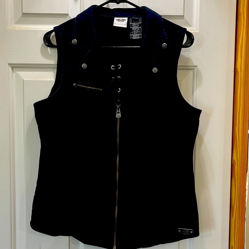 Women’s Harley Davidson black zip tank top